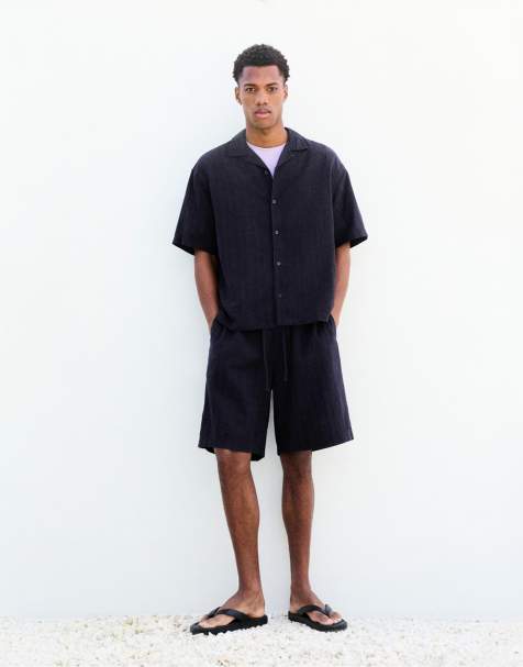 Pull&Bear - Completo in misto lino blu navy - view 1