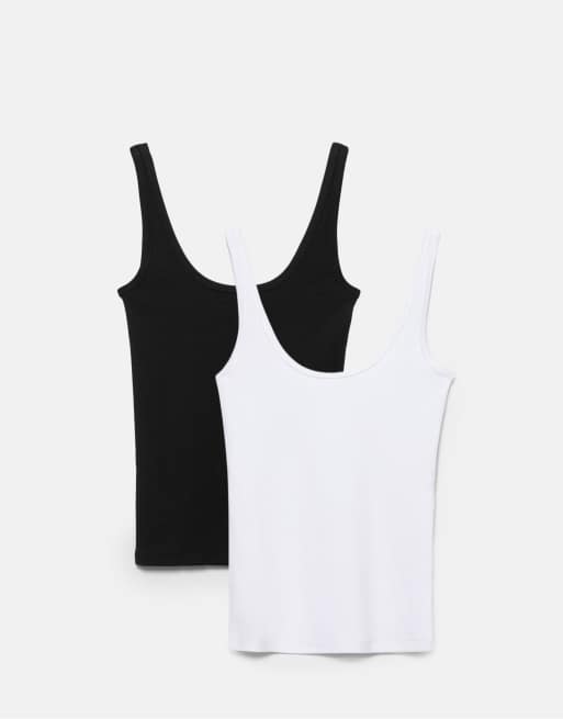 Pull&Bear - Confezione con top senza maniche bianco/nero, 2 di 4