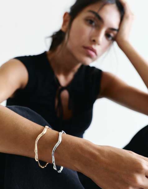 Pull&Bear confezione da 2 bracciali metallici argento/oro - view 1