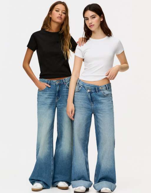 Pull&Bear - Confezione da 2 t-shirt aderenti bianca e nera