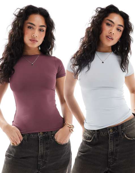 Pull&Bear - Confezione da 2 T-shirt mini grigia e bordeaux in poliammide - view 1