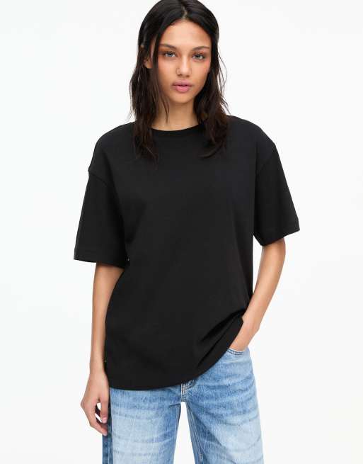 Pull&Bear - Confezione da 2 T-shirt oversize a maniche corte bianca e nera