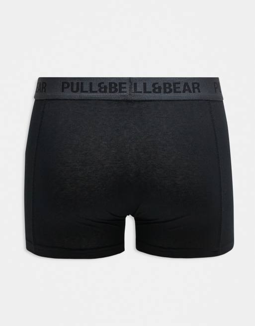 Pull&Bear - Confezione da 3 boxer aderenti con fascia in vita a contrasto neri e grigi