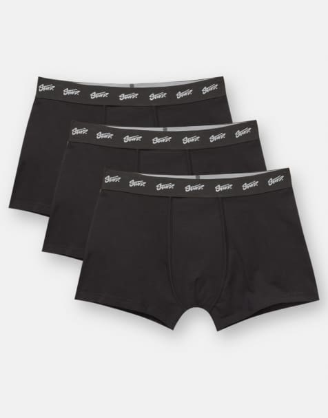 Pull&Bear - Confezione da 3 paia di boxer neri con logo STWD - view 1