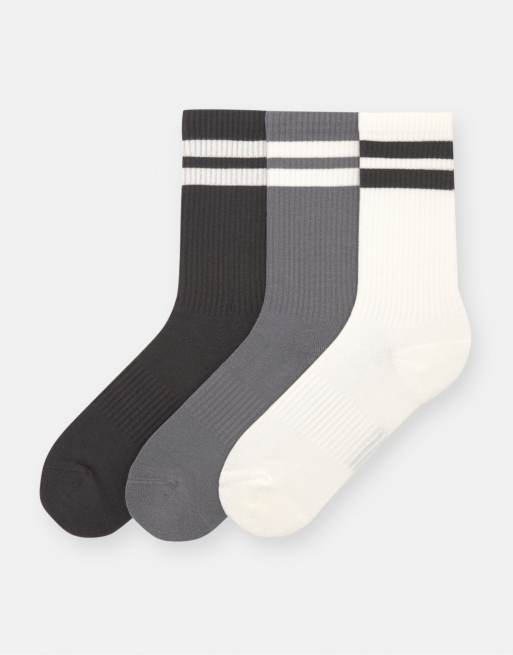 Pull&Bear - Confezione da 3 paia di calzini multicolore a righe