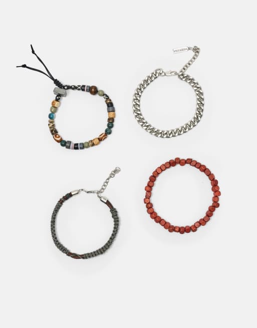 Pull&Bear - Confezione da 4 bracciali multicolore con perline, 2 di 4