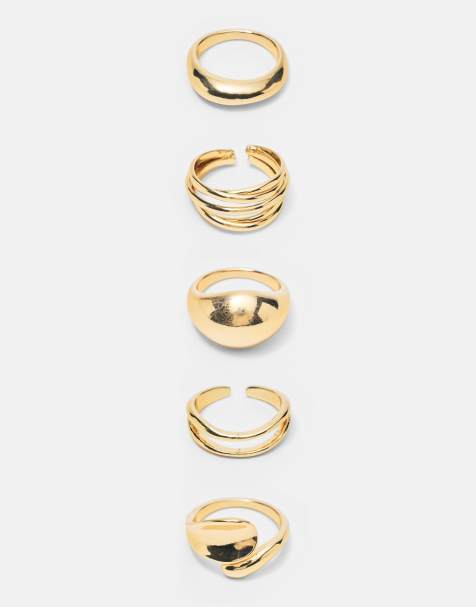 Pull&Bear confezione da 5 anelli basic color oro - view 1