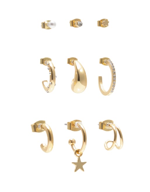 Pull&Bear - Confezione da 9 paia di orecchini color oro