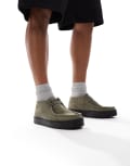 [Pull & Bear] Pull & Bear contrast gum sole leather shoes in khaki-Green 44 KHAKI