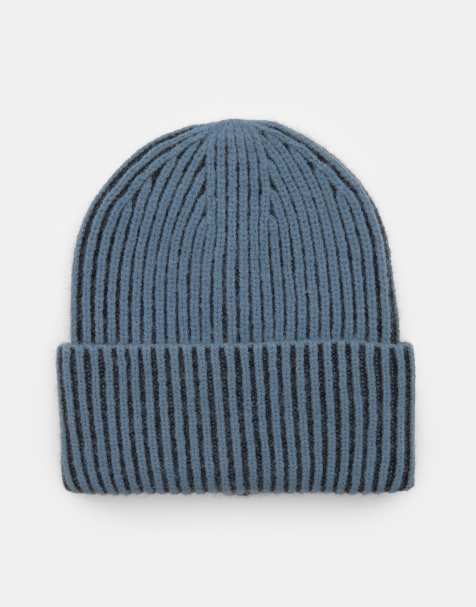 Pull&Bear Contrast knit beanie in blue - view 1