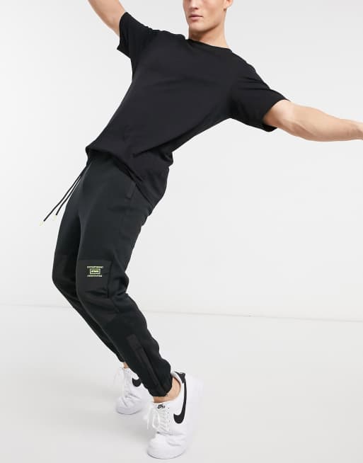 Pull&Bear contrast panel joggers in black