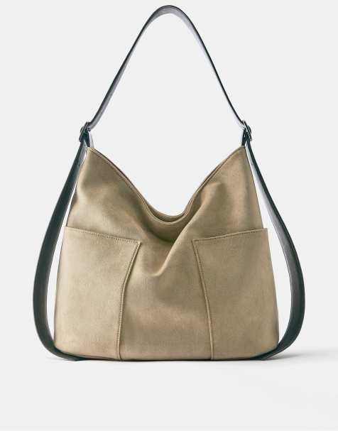 Pull&Bear Contrast shopper bag in taupe - view 1