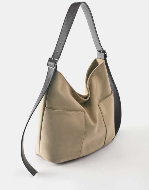 Pull&Bear Contrast shopper bag in taupe, 2 of 4