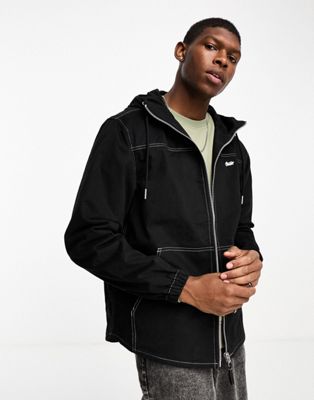 Pull&Bear contrast stitch STWD jacket in black | ASOS