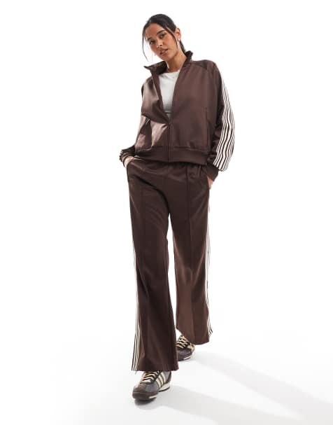 Pull&Bear contrast stripe track jogger and top co-ord in brown - view 1
