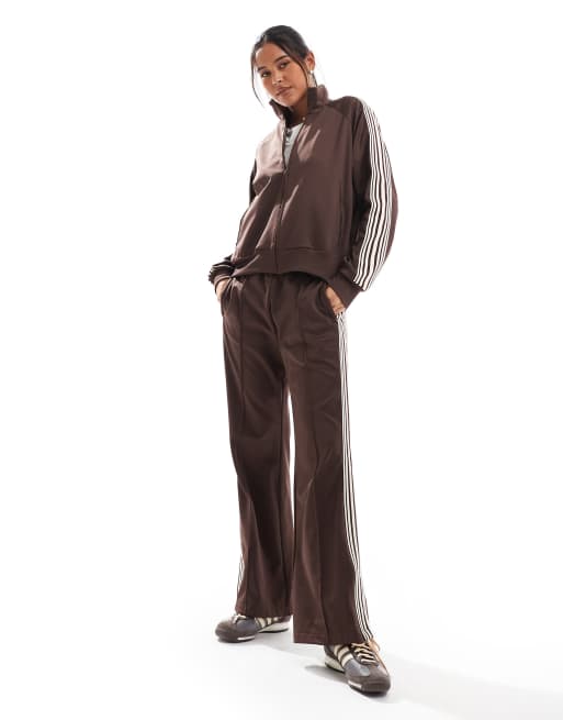 Pull&Bear contrast stripe track sweatpants in brown - part of a set