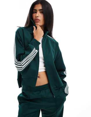 contrast stripe track top in bottle green - part of a set