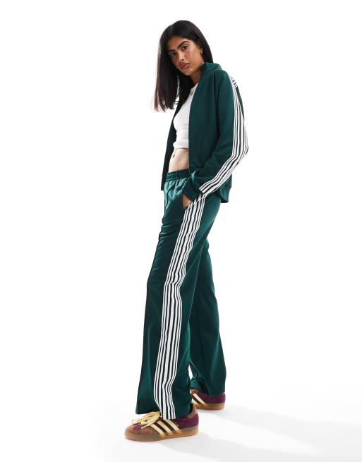 Pull&Bear contrast stripe track trackies in bottle green (part of a set)