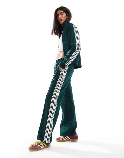 Pull&Bear contrast stripe tracksuit co-ord in bottle green - view 1