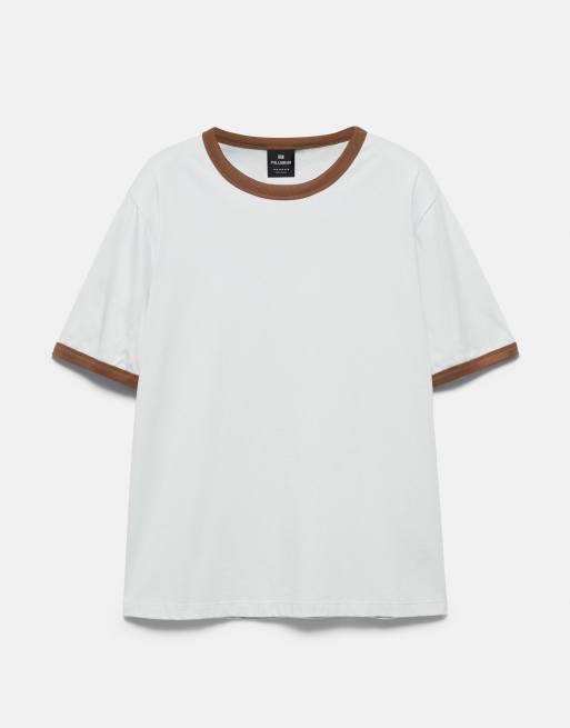 Pull&Bear Contrast trim t-shirt in sky blue, 5 of 7