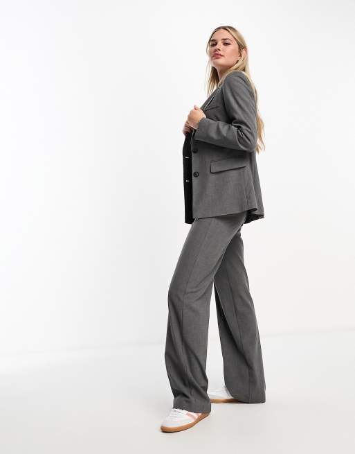 Pull&Bear - Coordinato con pantaloni e blazer oversize grigio antracite