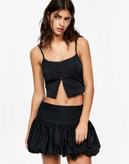 Pull&Bear - Coordinato nero con top e gonna a palloncino
