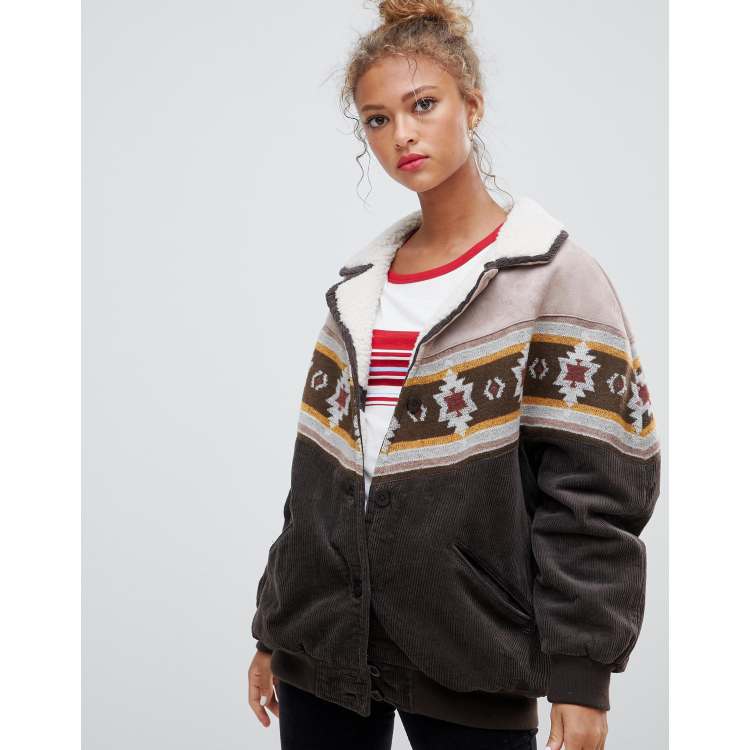 Pull and bear tribal print corduroy jacket discount