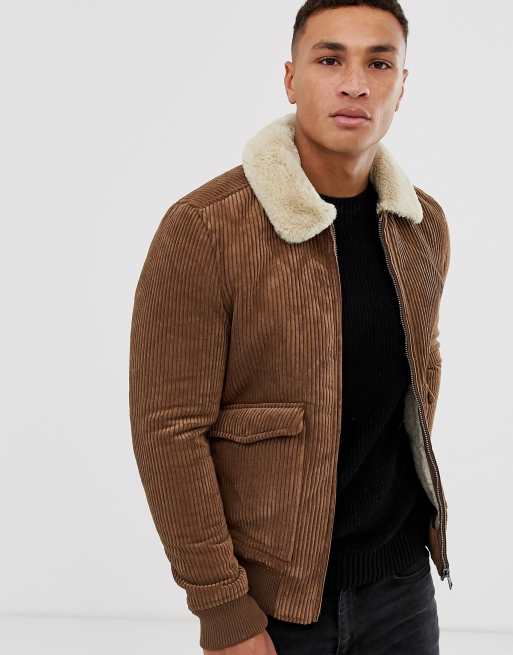 Corduroy jacket with hot sale fur inside