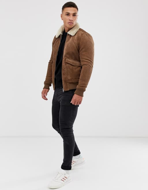 Tan jacket with fur sale collar