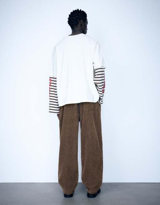 Pull&Bear Cord-Joggerhose in Braun, 2 von 7