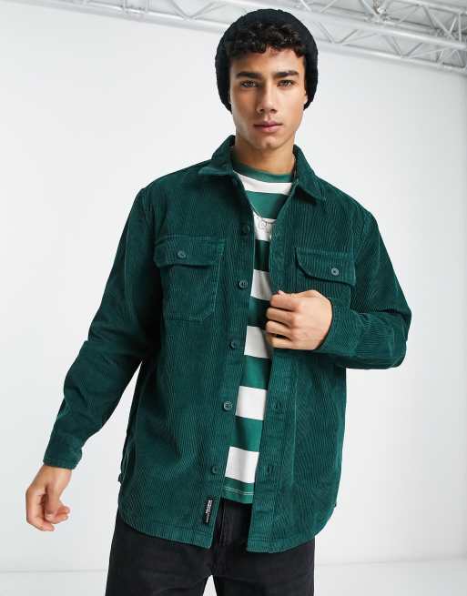 Pull&Bear cord overshirt in green