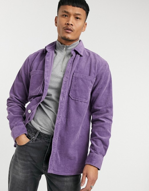 Pull&Bear cord overshirt in purple