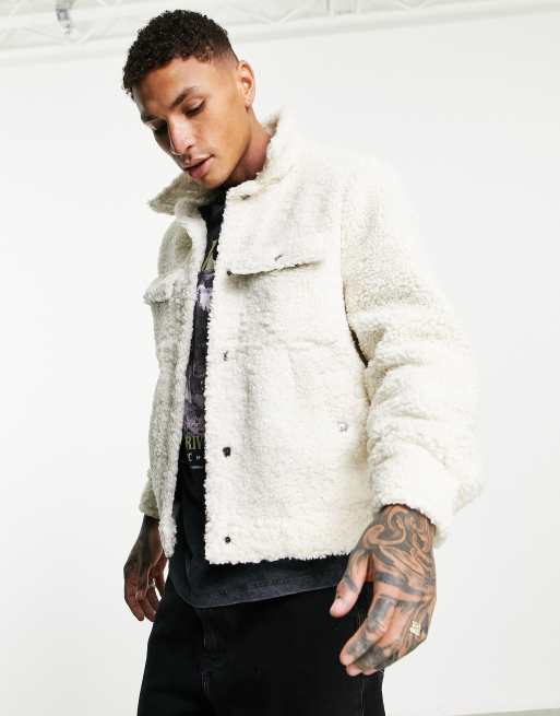 Pull&Bear cord trucker jacket in ecru