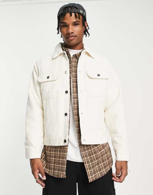 Pull&Bear cord trucker jacket in white | ASOS