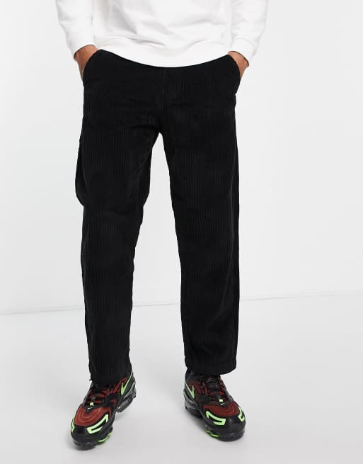 Pull&Bear – Cordhose in Schwarz mit weitem Bein