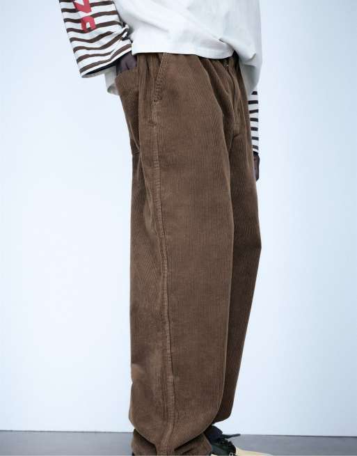 Pull&Bear Corduroy jogger trousers in brown, 5 of 7