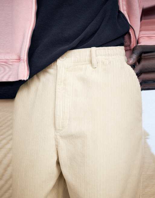 Pull&Bear corduroy joggingbroek in zandkleur, 3 van 7