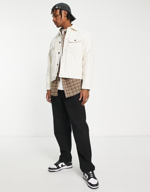 Pull&Bear - Corduroy trucker jack in wit