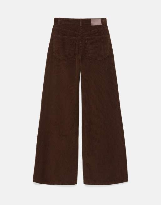 Pull&Bear Corduroy wide-leg jeans in brown, 3 of 3
