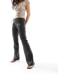 [Pull & Bear] Pull & Bear corset detail faux leather pants in brown 14 BROWN
