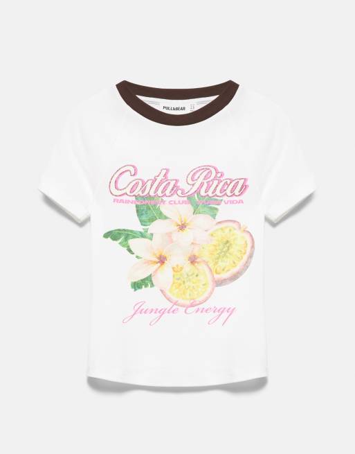 Pull&Bear Costa rica T-Shirt in Weiß, 6 von 7