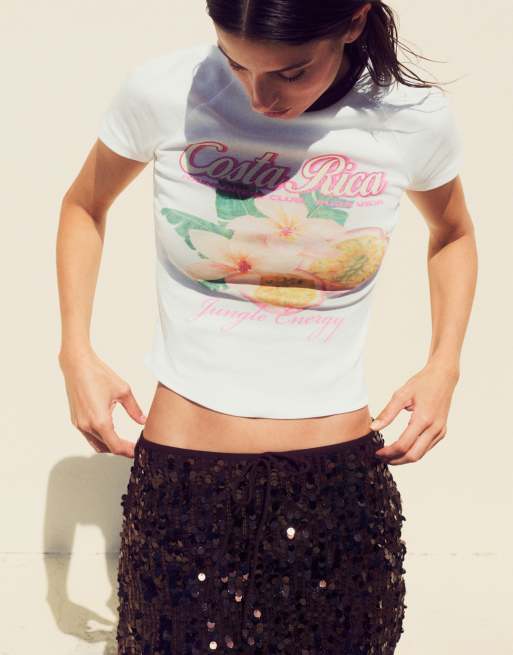 Pull&Bear Costa rica T-shirt in wit, 5 van 7