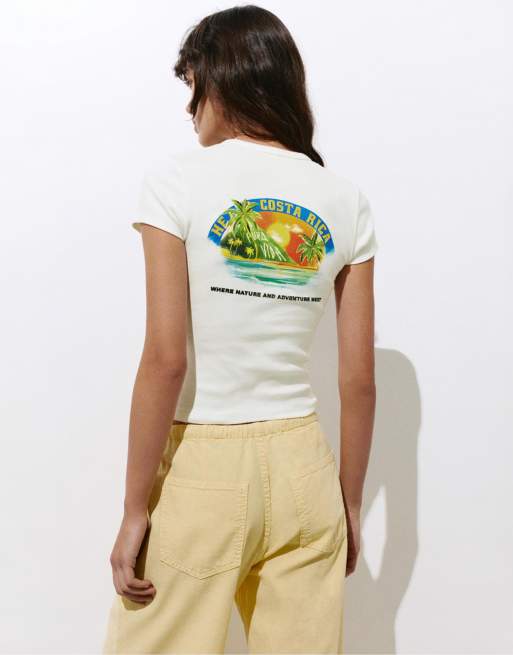 Pull&Bear – Costa Rica – Vit t-shirt, 2 av 4