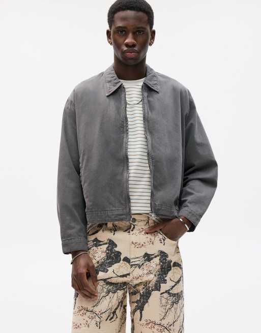 Pull&Bear cotton jacket in washed gray