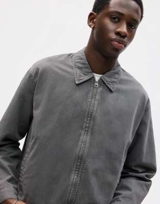 Pull & Bear Cotton Jacket In Black