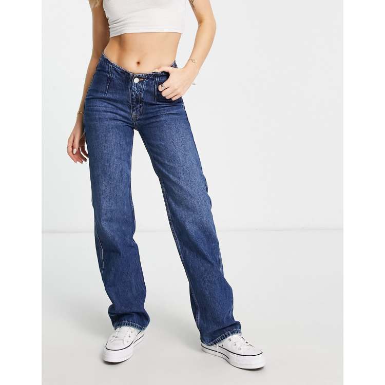 Dark blue sales straight jeans