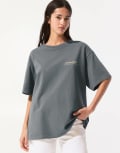 [Pull & Bear] Pull & Bear 'Country Garden' graphic t-shirt in grey S GREY