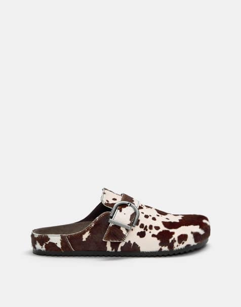 Pull&Bear Cow leather clogs in contrast - view 1