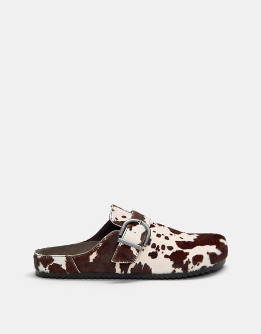 Pull&Bear Cow leather clogs in contrast