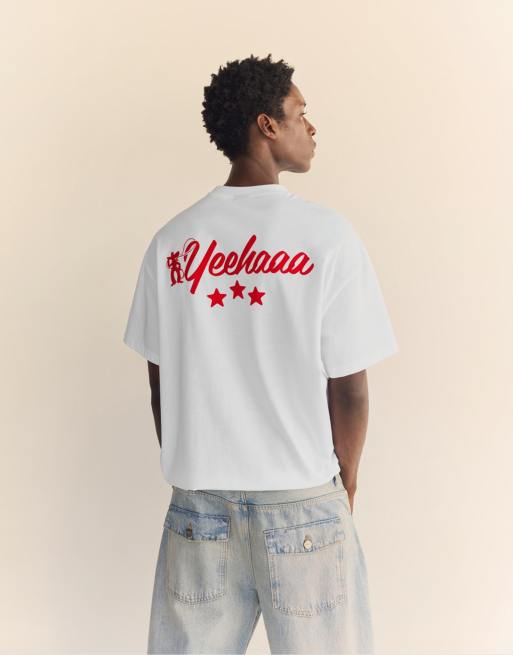Pull&Bear Cowboy graphic t-shirt in off white, 2 of 4